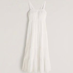 White Linen Abercrombie Midi Dress
